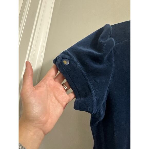 🔴Juicy Couture‎ navy terry cloth short sleeve hoodie size Small y2k - Picture 3 of 10